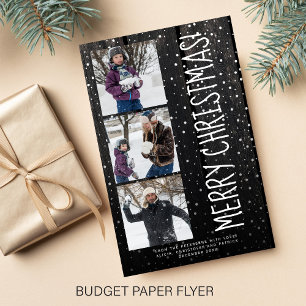 Budget Merry Christmas 3 photo rustic Holiday Card