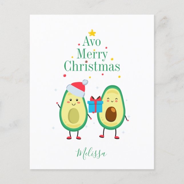 Budget Merry Christmas Avocado Illustration Custom (Front)