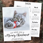 Budget Merry Christmas Cat Pet Photo 2025 Calendar<br><div class="desc">We Wish You A Meowy Christmas! Send cute and fun holiday greetings with this super cute personalised custom pet photo holiday card and 2025 calendar card. Merry Christmas wishes from the cat with cute paw prints in a fun modern photo design. Add your cat's photo or family photo with the...</div>