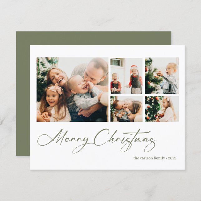 Budget Merry Christmas Collage Holiday Card (Front/Back)