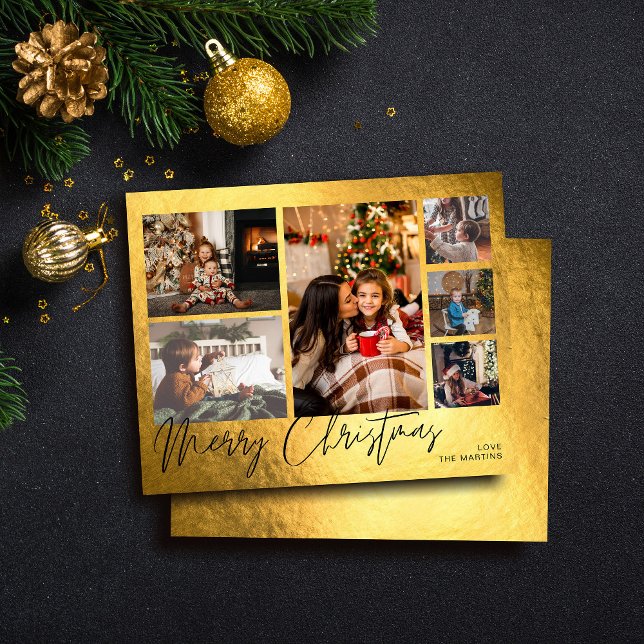 Budget Merry Christmas Faux Gold Foil Multi Photo (Creator Uploaded)