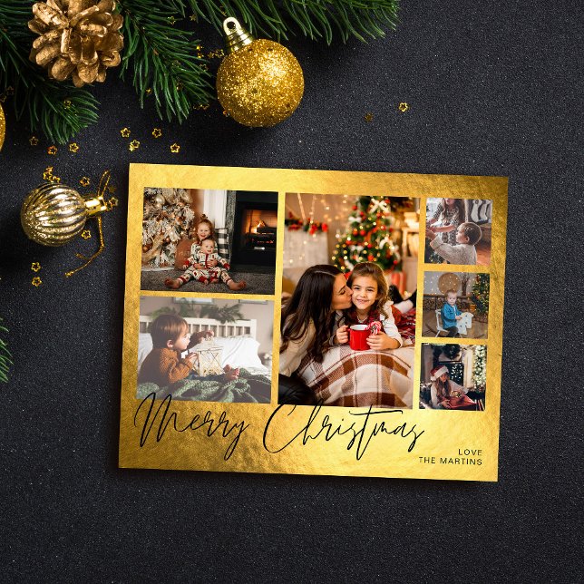 Budget Merry Christmas Faux Gold Foil Multi Photo Flyer (Creator Uploaded)