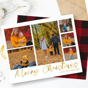 Budget Merry Christmas Gold 6 Photo Buffalo Check