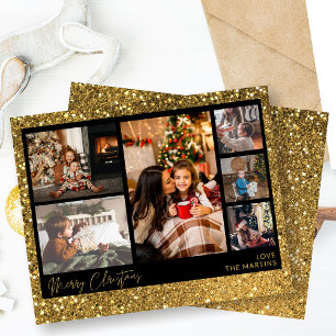 Budget Merry Christmas Gold Glitter Multi Photo