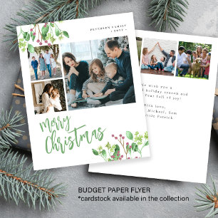Budget Merry Christmas greenery photo Holiday Card