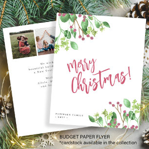 Budget Merry Christmas greenery photo Holiday Card