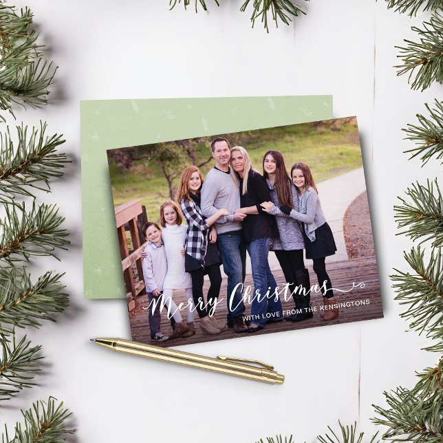 Budget Merry Christmas Handwritten Holiday Photo (Budget Merry Christmas Handwritten Holiday Photo Christmas Card)