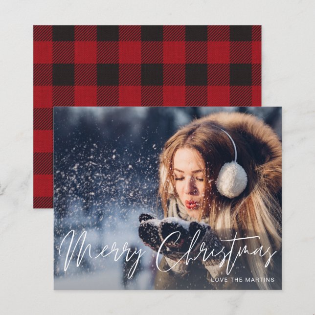 Budget Merry Christmas Modern Script Photo 2 (Front/Back)