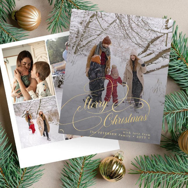 Budget Merry Christmas multi photo Holiday Card (Creator Uploaded)