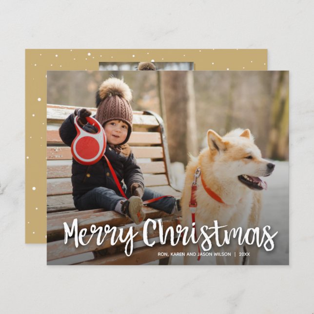 Budget Merry Christmas Multiple Photo Holiday Card (Front/Back)