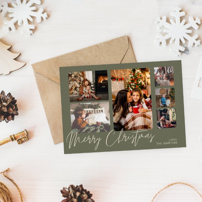 Budget Merry Christmas on Green 6 Photo Flyer (Creator Uploaded)