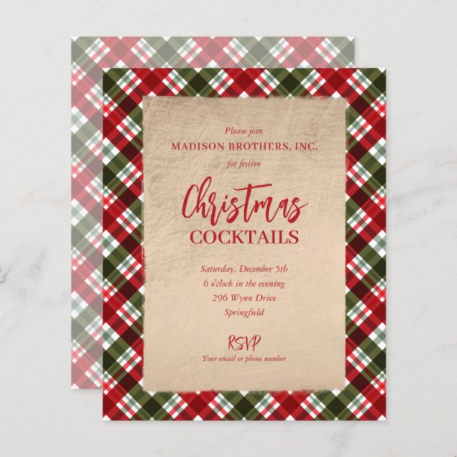 Budget Merry Christmas on Plaid Party Invitations (Front/Back)