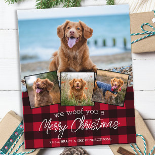Budget Merry Christmas Pet Photo Red Plaid Holiday
