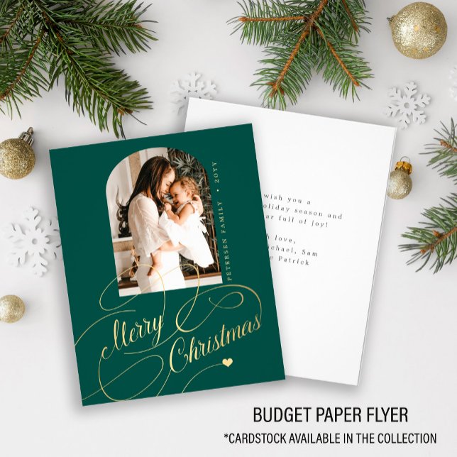 Budget Merry Christmas photo elegant holiday card (Creator Uploaded)
