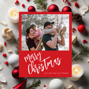Budget Merry Christmas photo red Holiday Card
