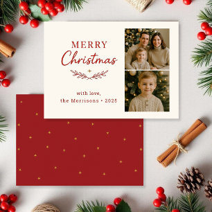Budget Merry Christmas Photo Red Holiday Flat Card