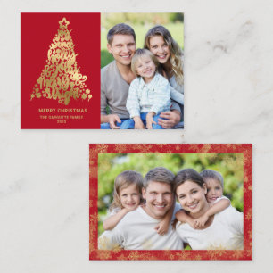 Budget Merry Christmas Red 2 Photo Gold Card