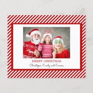 Budget Merry Christmas Red White Photo Card