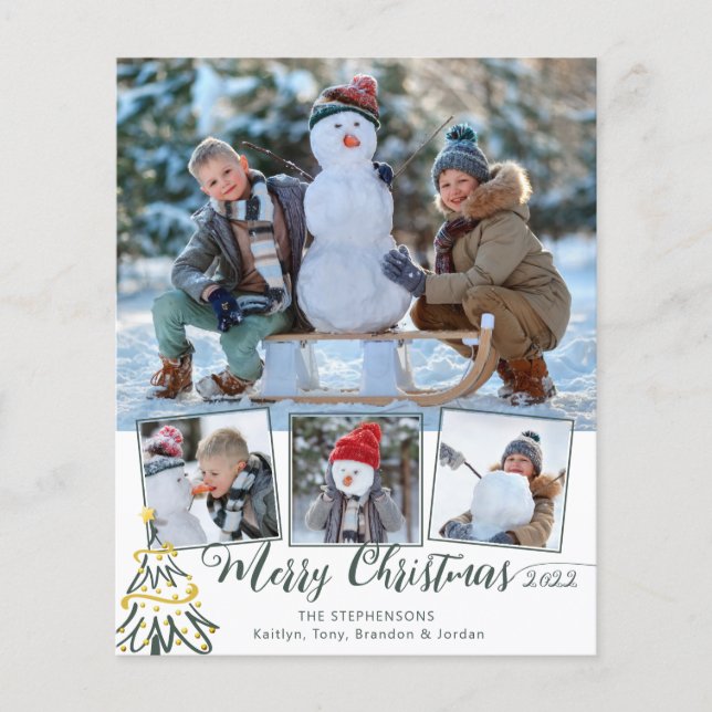 Budget Merry Christmas Tree 4 Photo Year in Review (Front)