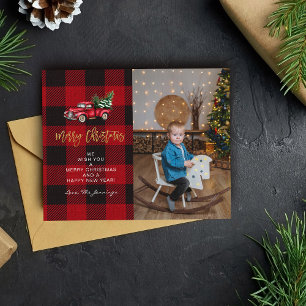 Budget Merry Christmas Truck & Buffalo Check Photo Flyer