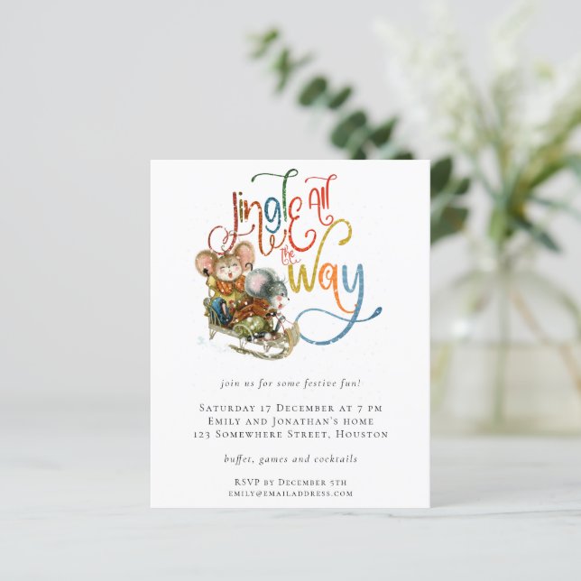 Budget Mice Jingle All the Way Christmas Invite (Standing Front)