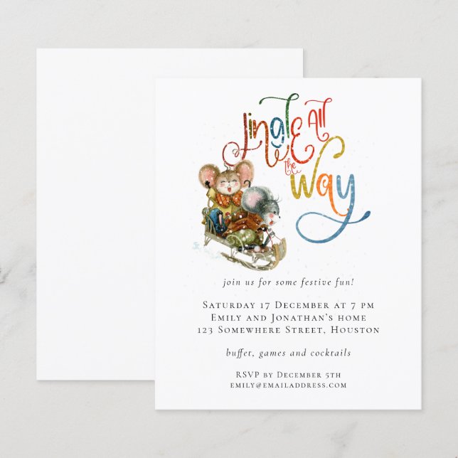 Budget Mice Jingle All the Way Christmas Invite (Front/Back)