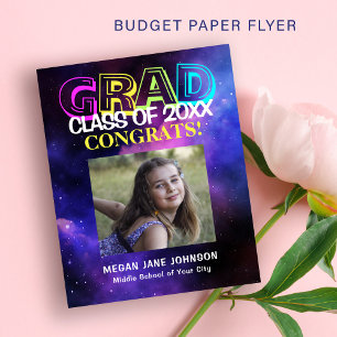 Budget middle school photo graduation announcement flyer