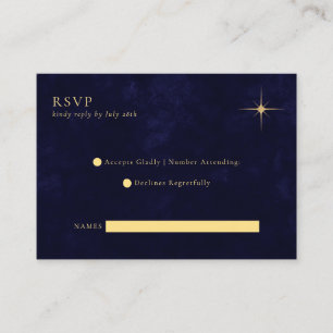BUDGET Midnight Blue Celestial Gold Stars Wedding Enclosure Card