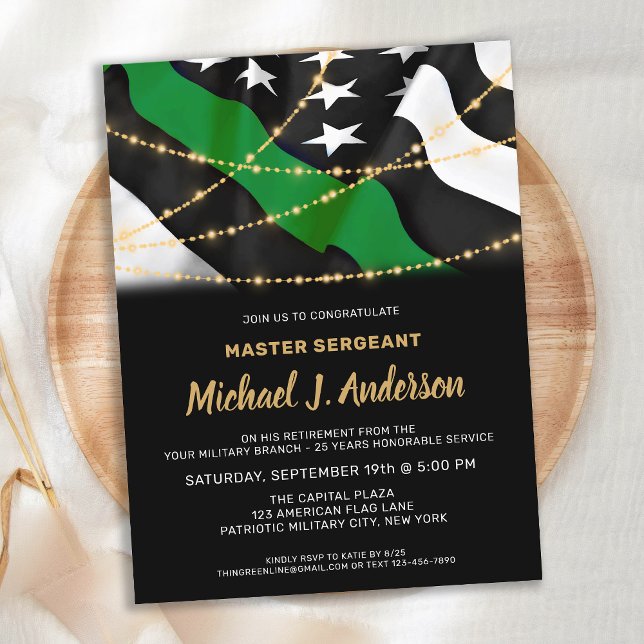Budget Military Retirement Thin Green Line Invite (Creator Uploaded)