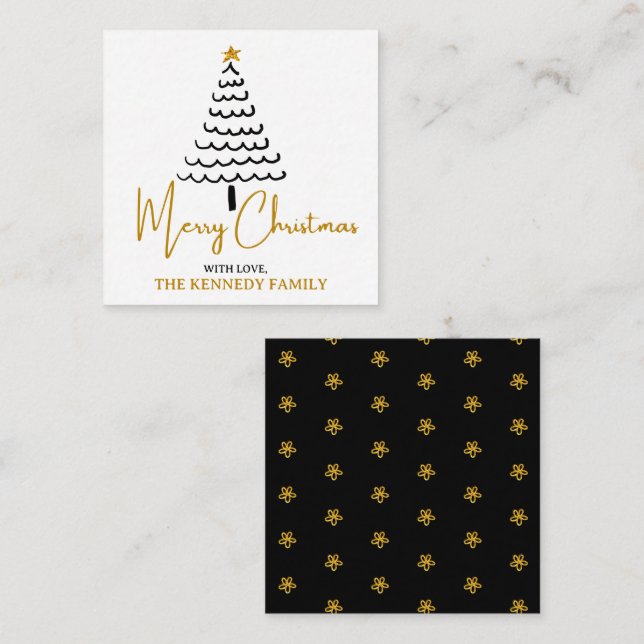 Budget Mini Affordable Modern Tree Merry Christmas Card (Front/Back)