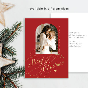 Budget MINI Merry Christmas script photo holiday Card