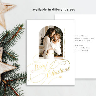 Budget MINI Merry Christmas script photo holiday Card