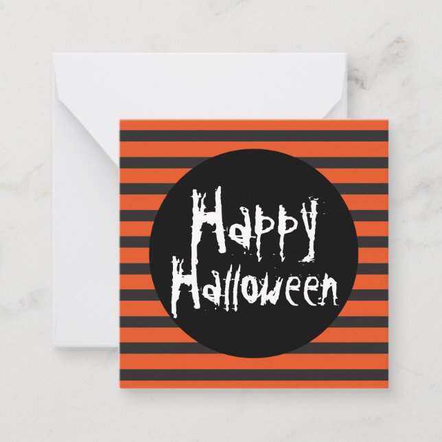 BUDGET MINI Orange Black Spooky Happy Halloween Card (Front)