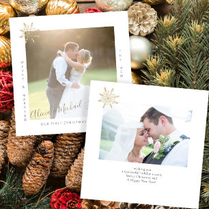 Budget MINI size 2 photos Christmas newlyweds Card