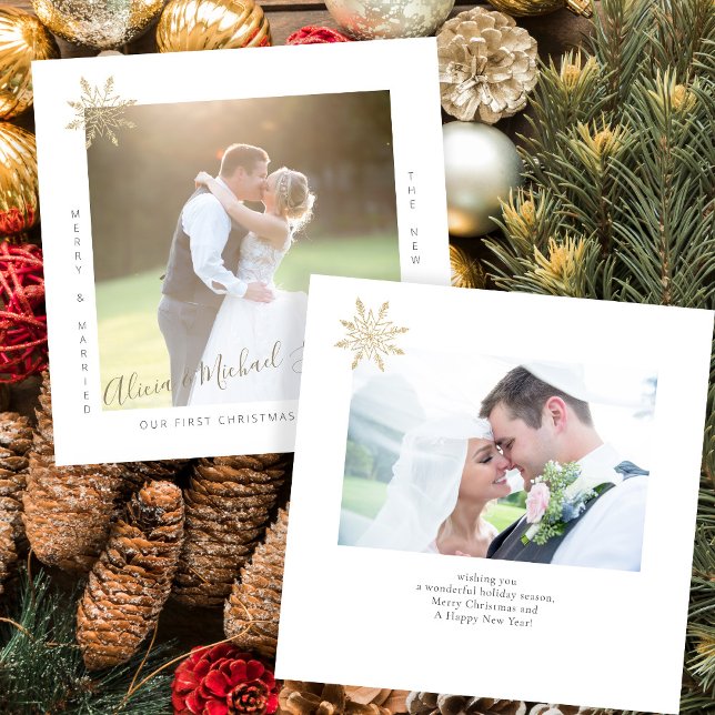 Budget MINI size 2 photos Christmas newlyweds Card (Creator Uploaded)