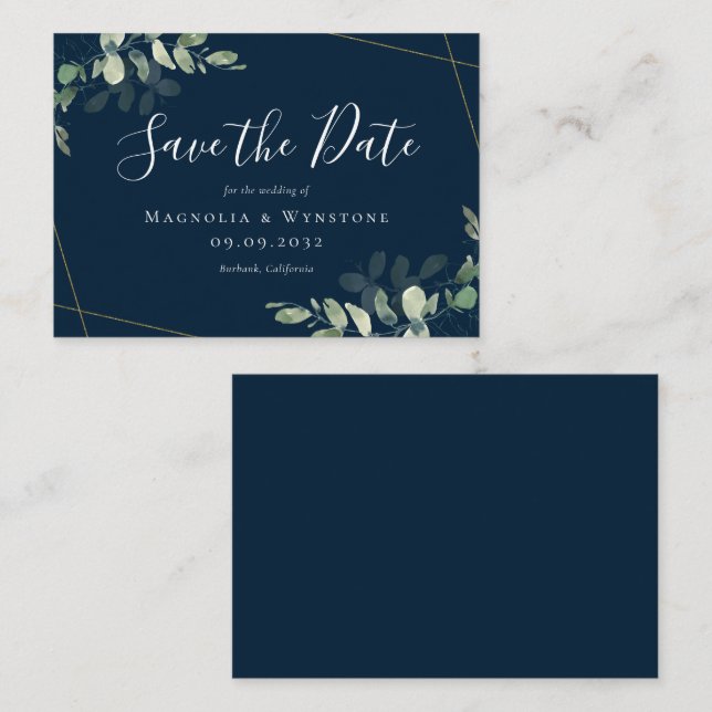 BUDGET MINI SIZE Eucalyptus Wedding Save The Date  Card (Front/Back)
