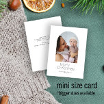 Budget MINI SIZE family photo Christmas Holiday Card<br><div class="desc">Elegant minimal Merry Christmas typography and trendy arch shape photo white modern winter holiday BUDGET MINI SIZED note cards with envelopes.         Easy to personalise with your family photo and text!</div>