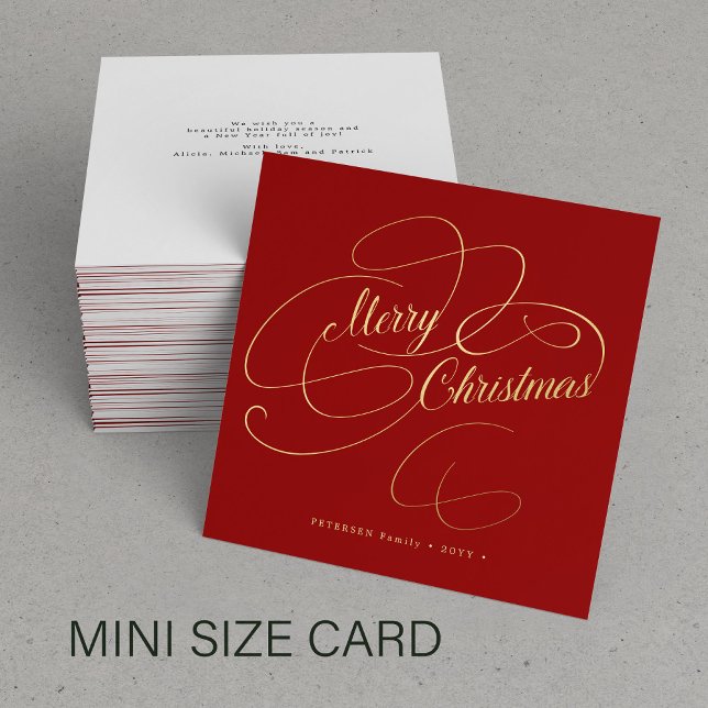 Budget MINI SIZE Merry Christmas gold script Card (Creator Uploaded)