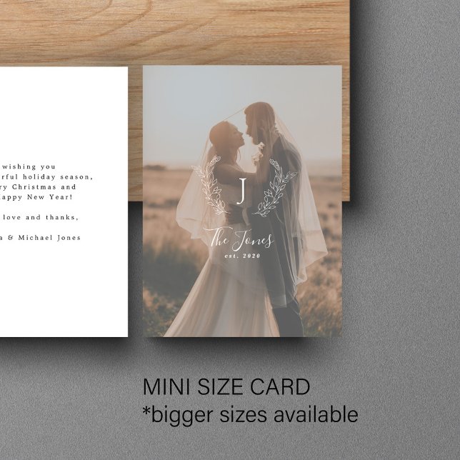 Budget MINI SIZE photo overlay newlywed holiday Card (Creator Uploaded)