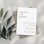 Budget Minimal and Chic Black and White Wedding  Invitation<br><div class="desc">Budget friendly Minimal and Chic Black and White Wedding Invitation,  these elegant,  modern wedding invitations feature a simple black and white minimalist text design,  with a typography. Add your own names and information to make them completely your own.</div>