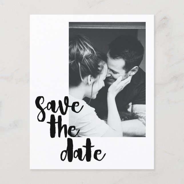 Budget Minimal Brush Lettering Photo Save The Date (Front)