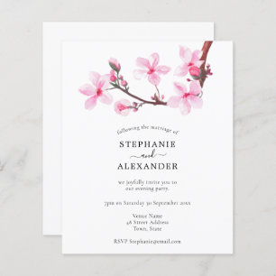 Budget Minimal Cherry Blossom Evening Party Invite
