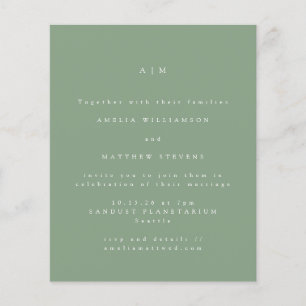 Budget Minimal Monogram Sage Wedding Invitation