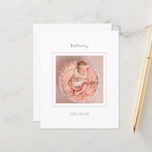 Budget Minimal Photo Baby Girl Birth Announcement