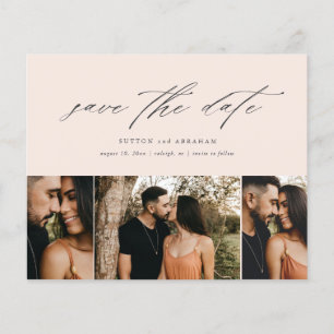 Budget Minimal Script 3 Photo Save The Date Flyer