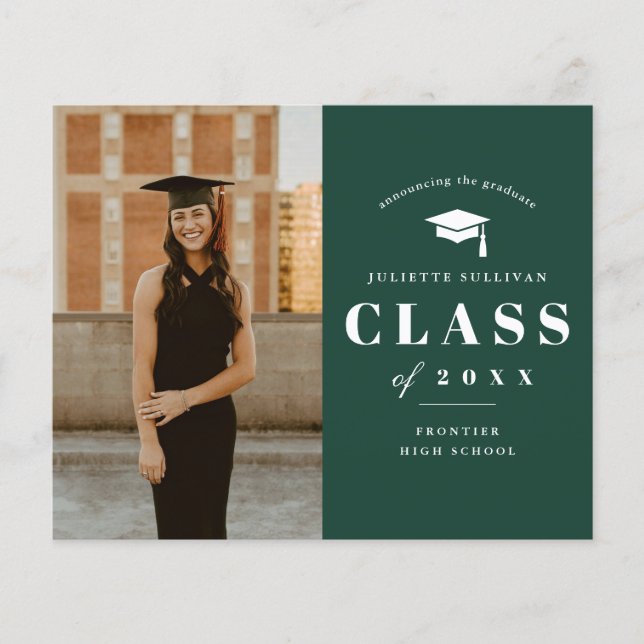 Budget Minimal Type Photo Graduation Announcement (Front)