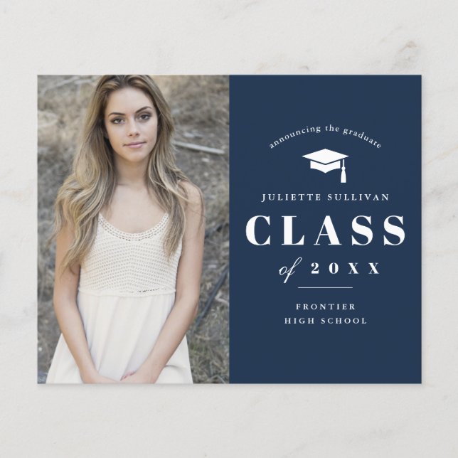 Budget Minimal Type Photo Graduation Invitation (Front)