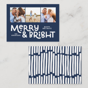 budget minimal typography 3 photo Christmas Card
