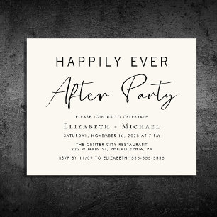 Budget Minimal Wedding After Party Cream Invite
