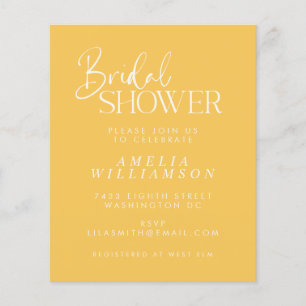 Budget Minimal Yellow Script Bridal Shower Invite